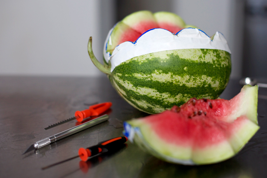 carved watermelon fruit bowl
