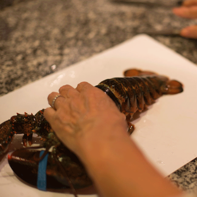 lobster sashimi cutting