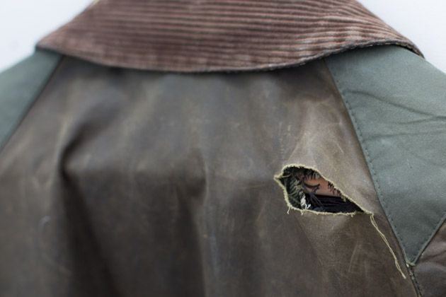 barbour jacket bedale hole shoulder hanger