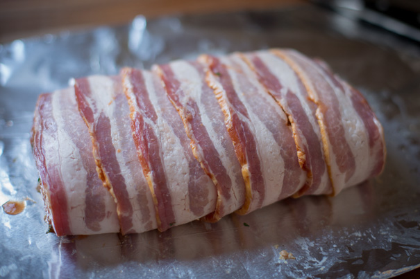 TVP meat loaf meatloaf bacon wrapped draped